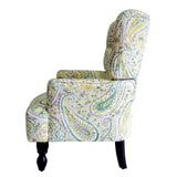 28" Aqua Lemongrass And Brown Polyester Blend Paisley Arm Chair