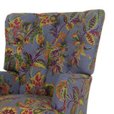 28" Grey Golden And Brown Polyester Blend Floral Arm Chair