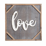 16" Gray And White Rustic Love Wall Decor