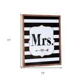 Black and White Handcrafted and Rustic Mrs Wall Decor