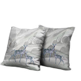 18x18 Gray Green Deer Blown Seam Broadcloth Animal Print Throw Pillow