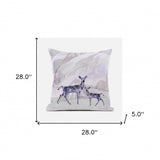 28x28 BeigeBlack Purple Brown Deer Blown Seam Broadcloth Animal Print Throw Pillow