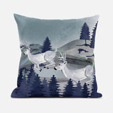 28x28 Gray Blue Deer Blown Seam Broadcloth Animal Print Throw Pillow