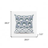 28x28 White Gray Blue Blown Seam Broadcloth Floral Throw Pillow