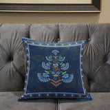 26x26 Blue Brown Blown Seam Broadcloth Floral Throw Pillow