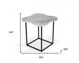 15" Black And White Marble Free Form End Table