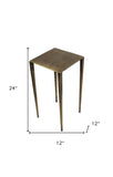 24" Brass Iron Square End Table