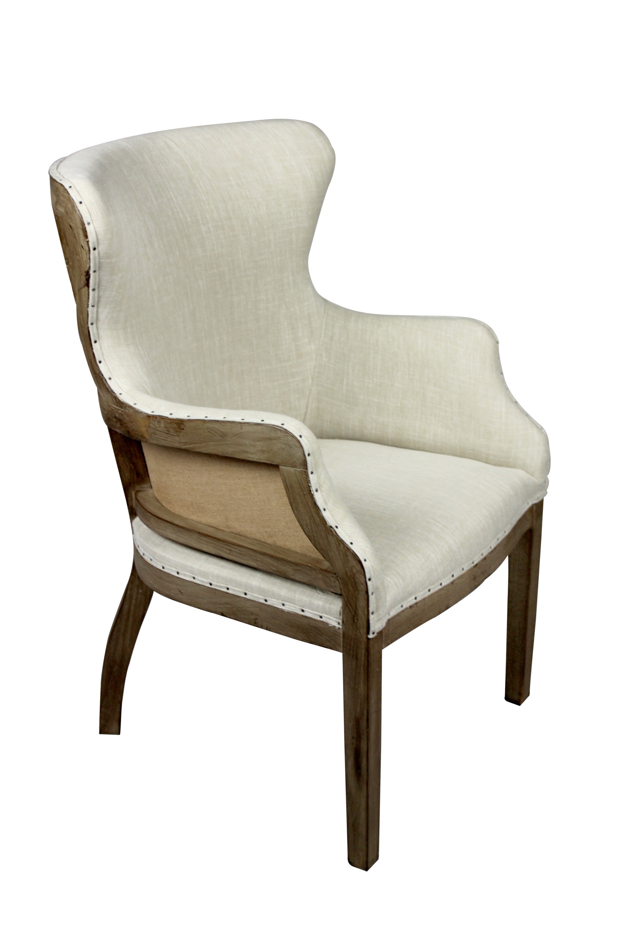 25" Natural Polyester Blend Solid Color Arm Chair