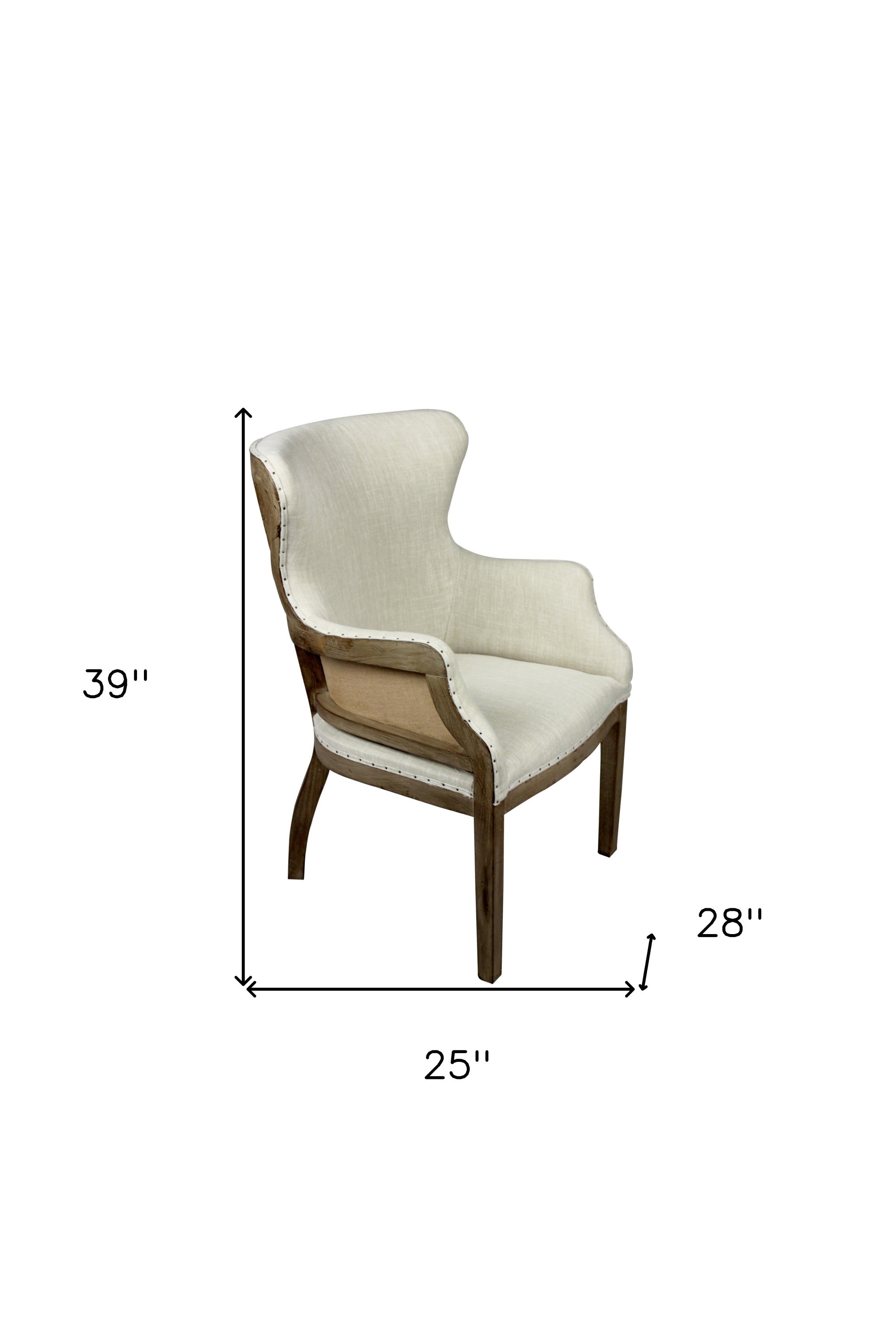 25" Natural Polyester Blend Solid Color Arm Chair