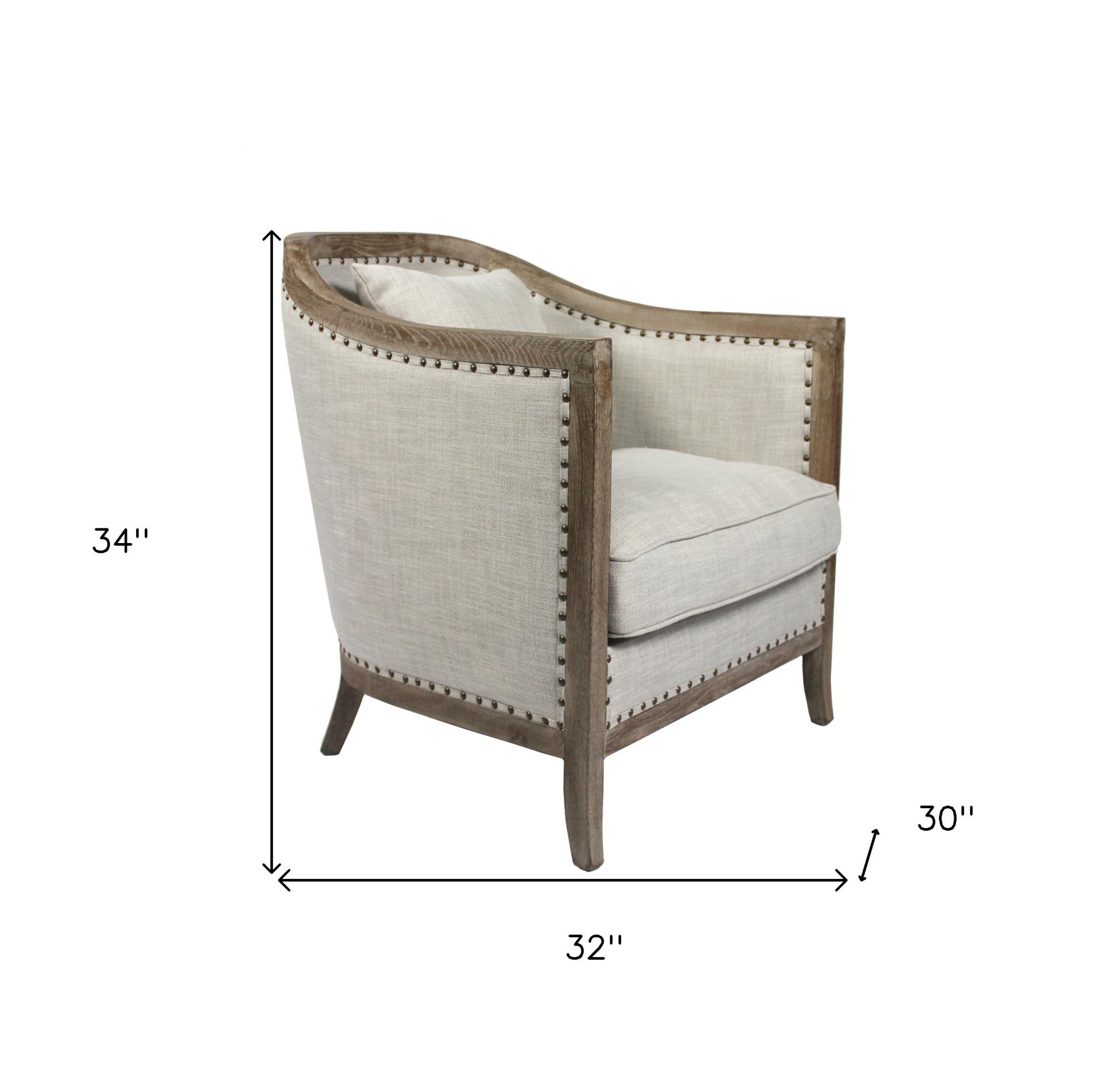 32" Natural Linen Solid Color Lounge Chair