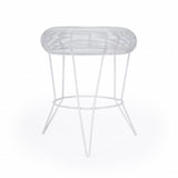 18" White Wire Round top End Table