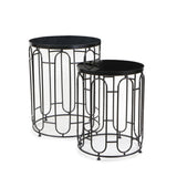 Set Of Two 24" Black Metal Round Nested Tables