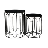 Set Of Two 24" Black Metal Round Nested Tables