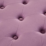 44" Mauve Velvet And Black Tufted Half Circle Storage