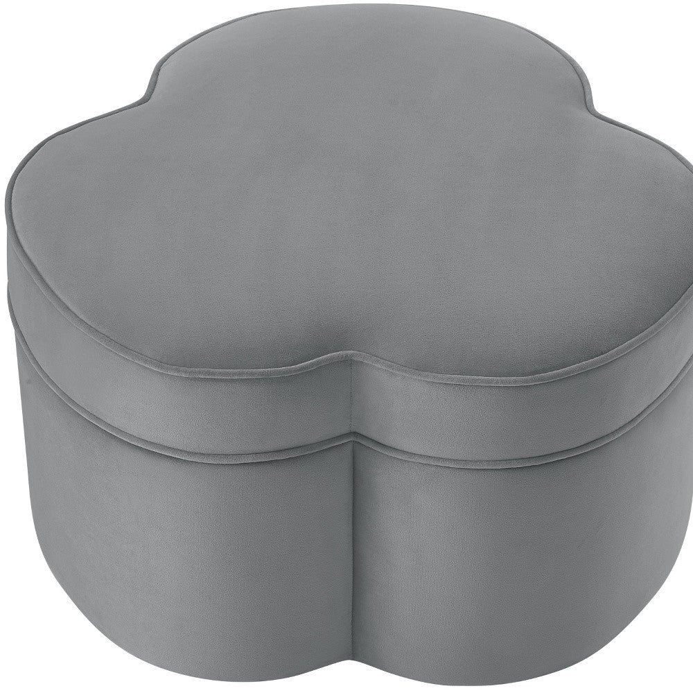 28" Gray Velvet Specialty Cocktail Ottoman