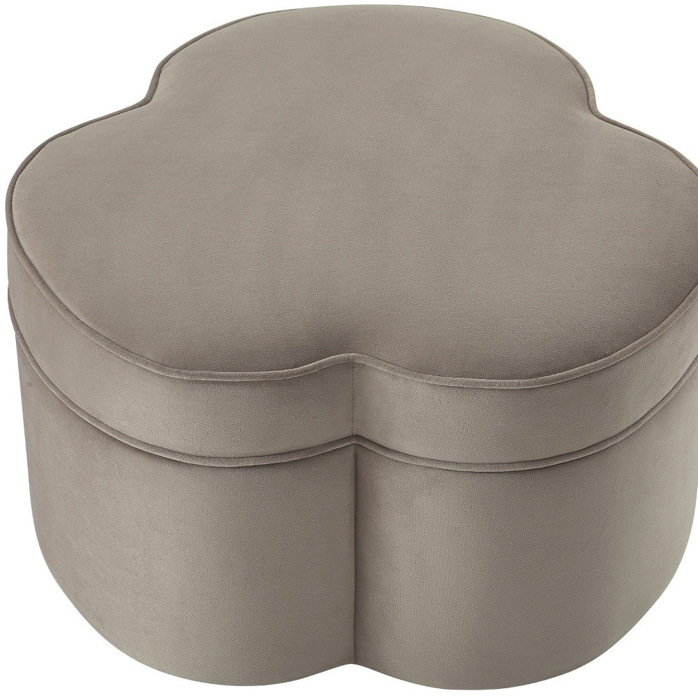 28" Taupe Velvet Specialty Cocktail Ottoman