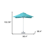 8' Aqua Polyester Square Market Patio Umbrella