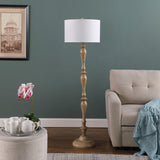 62" Rustic Taupe Cream Straight with Curves Floor Lamp With White Shade