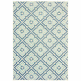 8' x 10' Blue and Ivory Geometric Stain Resistant Indoor Outdoor Area Rug