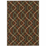 2' X 4' Brown and Ivory Geometric Stain Resistant Indoor Outdoor Area Rug