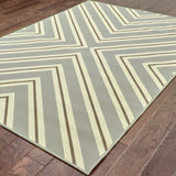5' x 8' Gray and Ivory Geometric Stain Resistant Indoor Outdoor Area Rug