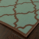 2' X 8' Blue Geometric Stain Resistant Indoor Outdoor Area Rug