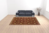 10' X 13' Red Floral Power Loom Stain Resistant Area Rug
