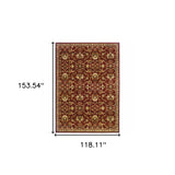 10' X 13' Red Floral Power Loom Stain Resistant Area Rug