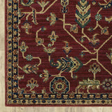 2' X 8' Red And Blue Oriental Power Loom Stain Resistant Runner Rug