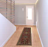 2' X 8' Red And Blue Oriental Power Loom Stain Resistant Runner Rug