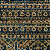 2' X 8' Blue And Gold Oriental Power Loom Stain Resistant Runner Rug