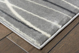 5' X 7' Gray And White Abstract Stain Resistant Indoor Outdoor Area Rug