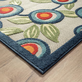 5' X 8' Blue And Green Floral Non Skid Indoor Outdoor Area Rug