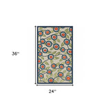 5' X 8' Blue And Green Floral Non Skid Indoor Outdoor Area Rug