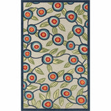 5' X 8' Blue And Green Floral Non Skid Indoor Outdoor Area Rug