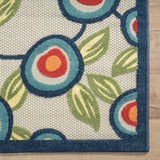 5' X 8' Blue And Green Floral Non Skid Indoor Outdoor Area Rug