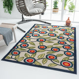 5' X 8' Blue And Green Floral Non Skid Indoor Outdoor Area Rug