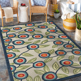 5' X 8' Blue And Green Floral Non Skid Indoor Outdoor Area Rug