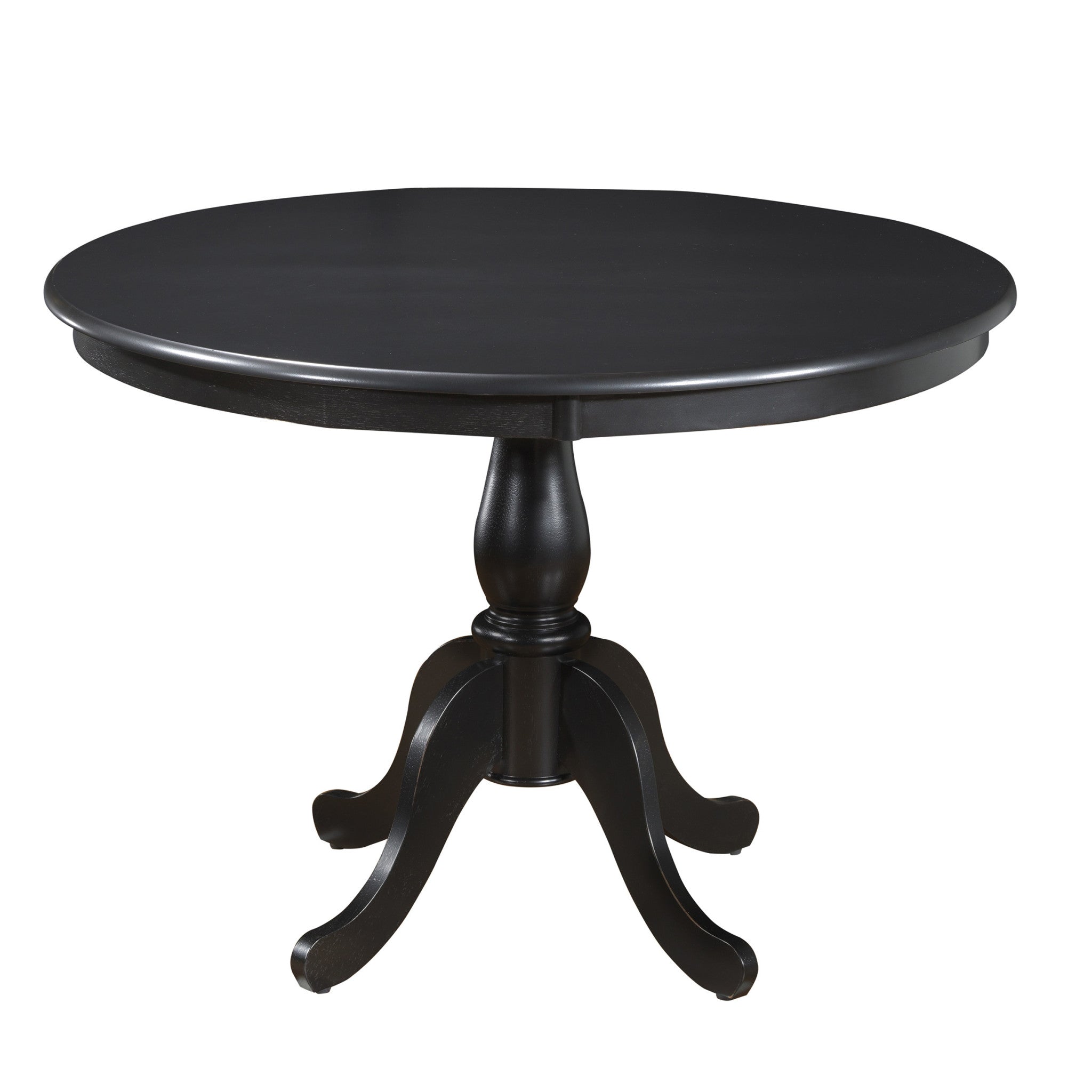 42" Antique Black Round Turned Pedestal Base Wood Dining Table