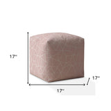 17" Pink Canvas Geometric Pouf Ottoman