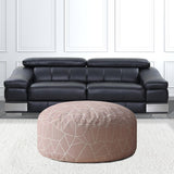 24" Pink Canvas Round Geometric Pouf Ottoman