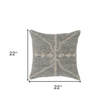 22" X 22" Gray Zippered Handmade Abstract Indoor Outdoor Throw Pillow