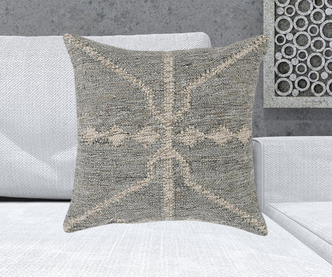 22" X 22" Gray Zippered Handmade Abstract Indoor Outdoor Throw Pillow