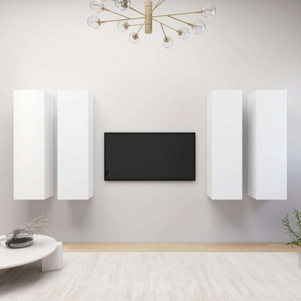TV Cabinets 4 pcs White 12"x11.8"x43.3" Engineered Wood