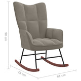 Rocking Chair with Ottoman Light Gray Velvet