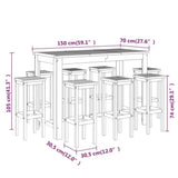 9 Piece Patio Bar Set Solid Wood Acacia