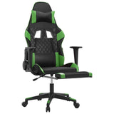 Massage Gaming Chair with Footrest Black&Green Faux Leather