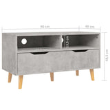 TV Cabinet Concrete Gray 35.4"x15.7"x19.1" Engineered Wood