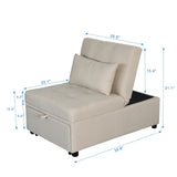 Folding Ottoman Sofa Bed Beige