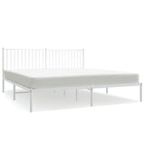 Metal Bed Frame with Headboard White 72"x83.9"